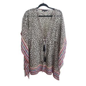 Women's Size Medium Swim Cover-Up Top Cinches Waist Kimono Club Z